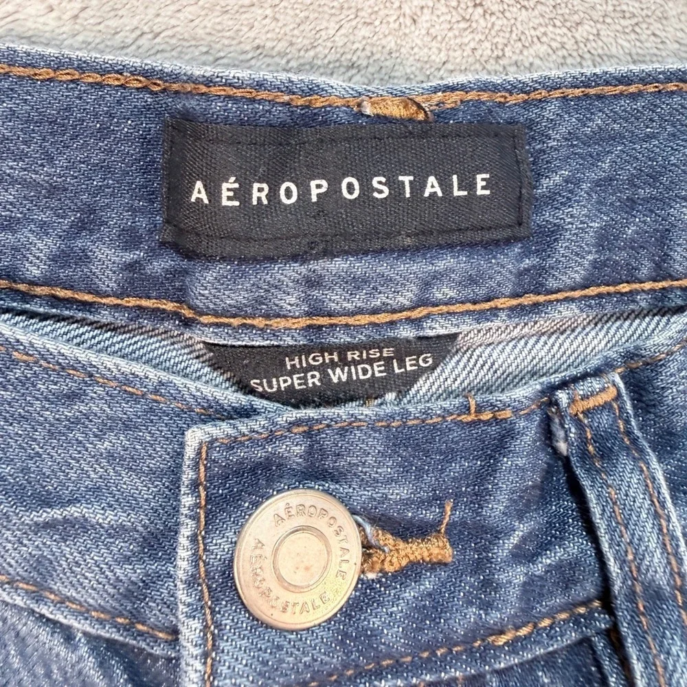 AEROPOSTALE‎ High Rise Super Wide Leg Distressed Denim Jeans Women's Size 6 - Picture 3 of 11